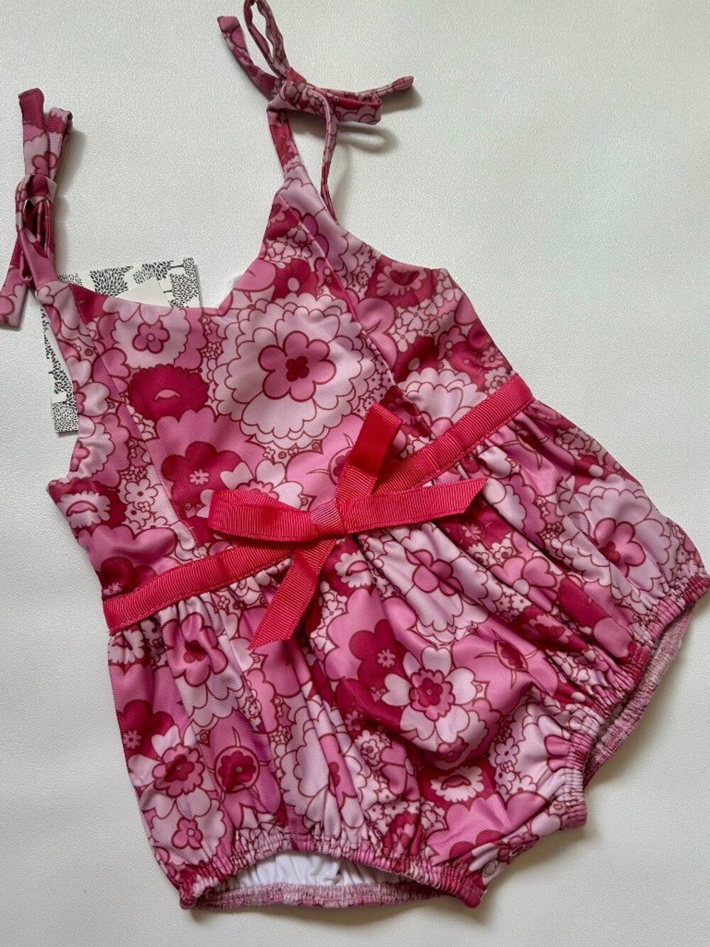 NWT Kate Quinn Bubble Swimsuit 3-6M Pink Floral UPF 50+
